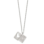 Chisel Stainless Steel Brushed and Polished Lord's Prayer in Spanish Notebook Pendant on a 17.5 inch Necklace