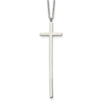 Chisel Stainless Steel Polished Long Cross Pendant on a 30 inch Cable Chain Necklace