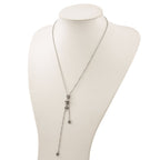 Stainless Steel Antiqued & Polished CZ Heart Skull & Cross Adjustable Necklace