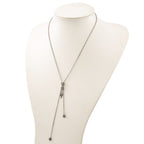 Stainless Steel Polished & Antiqued CZ Gothic Hearts & Sword Adjustable Necklace