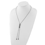 Stainless Steel Polished & Antiqued CZ Gothic Hearts & Sword Adjustable Necklace