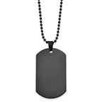 Chisel Stainless Steel Polished Black IP-plated Dog Tag on a 20 inch Ball Chain Necklace