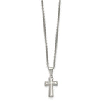 Chisel Stainless Steel Polished Small Pillow Cross Pendant on an 18 inch Cable Chain Necklace