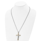 Chisel Stainless Steel Polished Yellow IP-plated Crucifix Pendant on a 24 inch Curb Chain Necklace