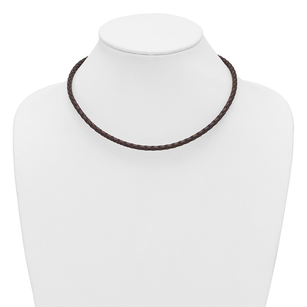 Chisel 4mm Genuine Leather Hexagon Weave Necklace