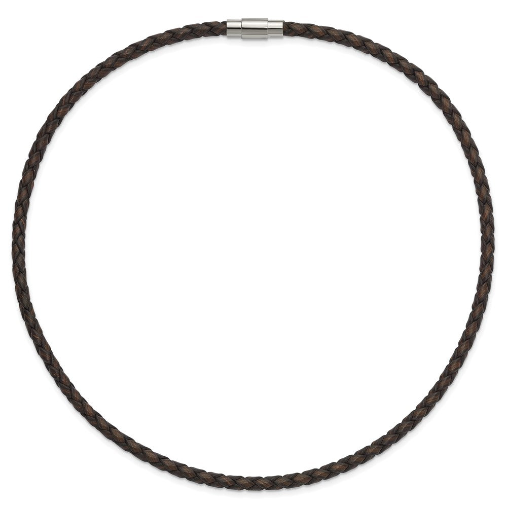 Chisel 4mm Genuine Leather Hexagon Weave Necklace