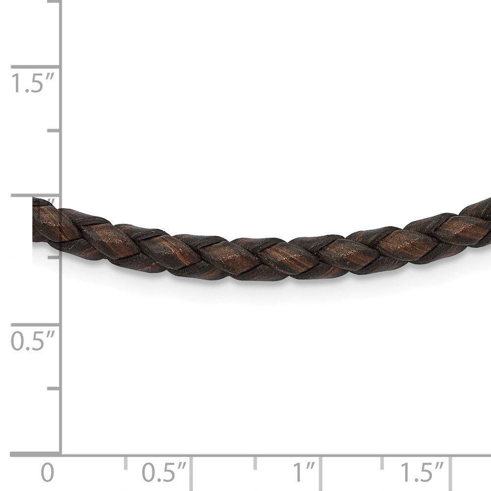 Chisel 4mm Genuine Leather Hexagon Weave Necklace