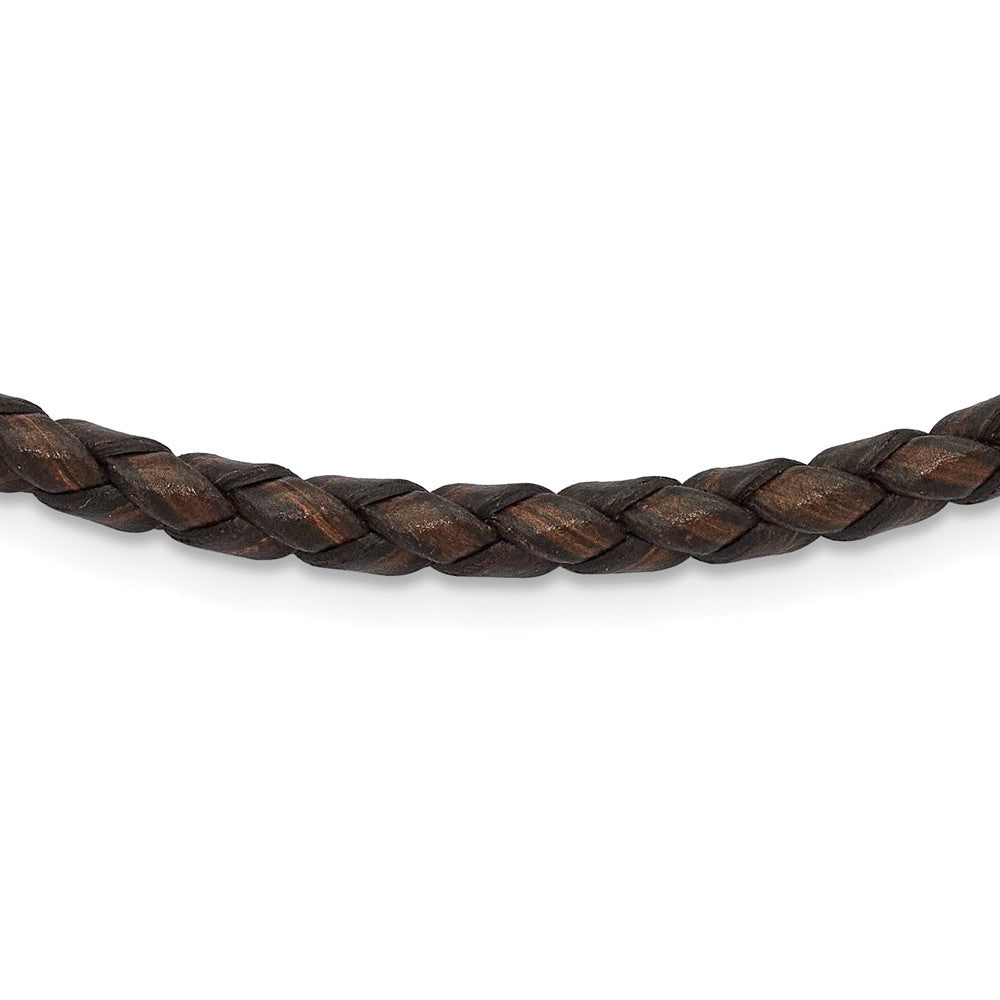 Chisel 4mm Genuine Leather Hexagon Weave Necklace