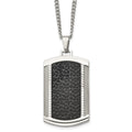 Chisel Stainless Steel Brushed and Polished Black IP-plated Dog Tag on a 24 inch Curb Chain Necklace