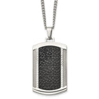 Chisel Stainless Steel Brushed and Polished Black IP-plated Dog Tag on a 24 inch Curb Chain Necklace