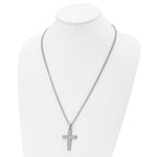Chisel Stainless Steel Polished with CZ Cross Pendant on a 24 inch Cable Chain Necklace