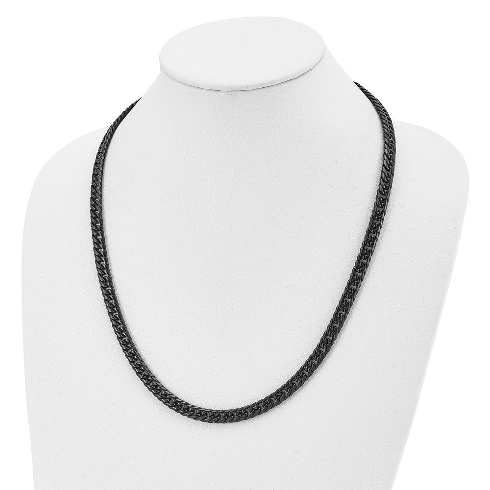 Chisel Stainless Steel Polished Black IP-plated Double Curb Chain Necklace