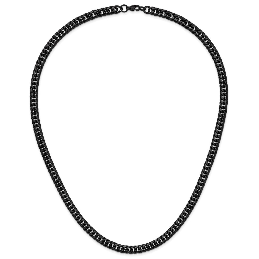 Chisel Stainless Steel Polished Black IP-plated Double Curb Chain Necklace