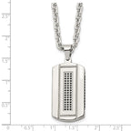 Chisel Stainless Steel Brushed and Polished Black IP-plated with Black CZ Dog Tag on a 24 inch Cable Chain Necklace