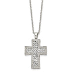Stainless Steel Polished w/Crystal Cross 24in Necklace