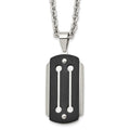 Stainless Steel 24in Brushed and Polished Black IP-plated Dog Tag Necklace