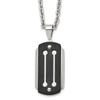 Stainless Steel 24in Brushed and Polished Black IP-plated Dog Tag Necklace