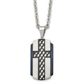 Stainless Steel Brushed and Polished Black IP-plated Cross 24in Necklace