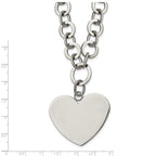 Stainless Steel Polished Large Heart 17.25in w/1.75in ext Necklace