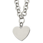 Stainless Steel Polished Large Heart 17.25in w/1.75in ext Necklace