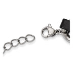 Stainless Steel Polished Black Leather Curb w/2in ext Choker Necklace