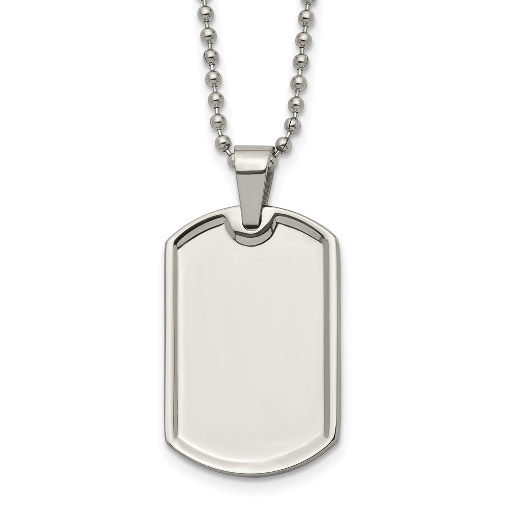 Chisel Stainless Steel Polished Dog Tag on a 20 inch Ball Chain Necklace