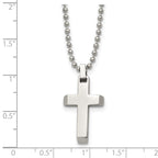 Chisel Stainless Steel Polished Cross Pendant on a 20 inch Ball Chain Necklace