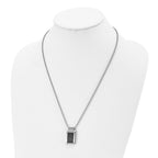 Stainless Steel Brushed Polished & Textured Black IP-plated 22in Necklace