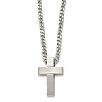 Chisel Stainless Steel Brushed and Polished Cross Pendant on a 20 inch Curb Chain Necklace
