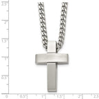 Chisel Stainless Steel Brushed and Polished Cross Pendant on a 20 inch Curb Chain Necklace
