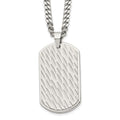 Chisel Stainless Steel Brushed Polished and Textured Dog Tag on a 24 inch Curb Chain Necklace