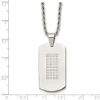 Chisel Stainless Steel Polished with CZ Dog Tag on a 22 inch Rope Chain Necklace