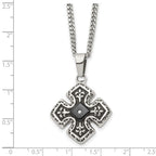 Chisel Stainless Steel Polished Black IP-plated with CZ Celtic Cross Pendant on a 20 inch Curb Chain Necklace