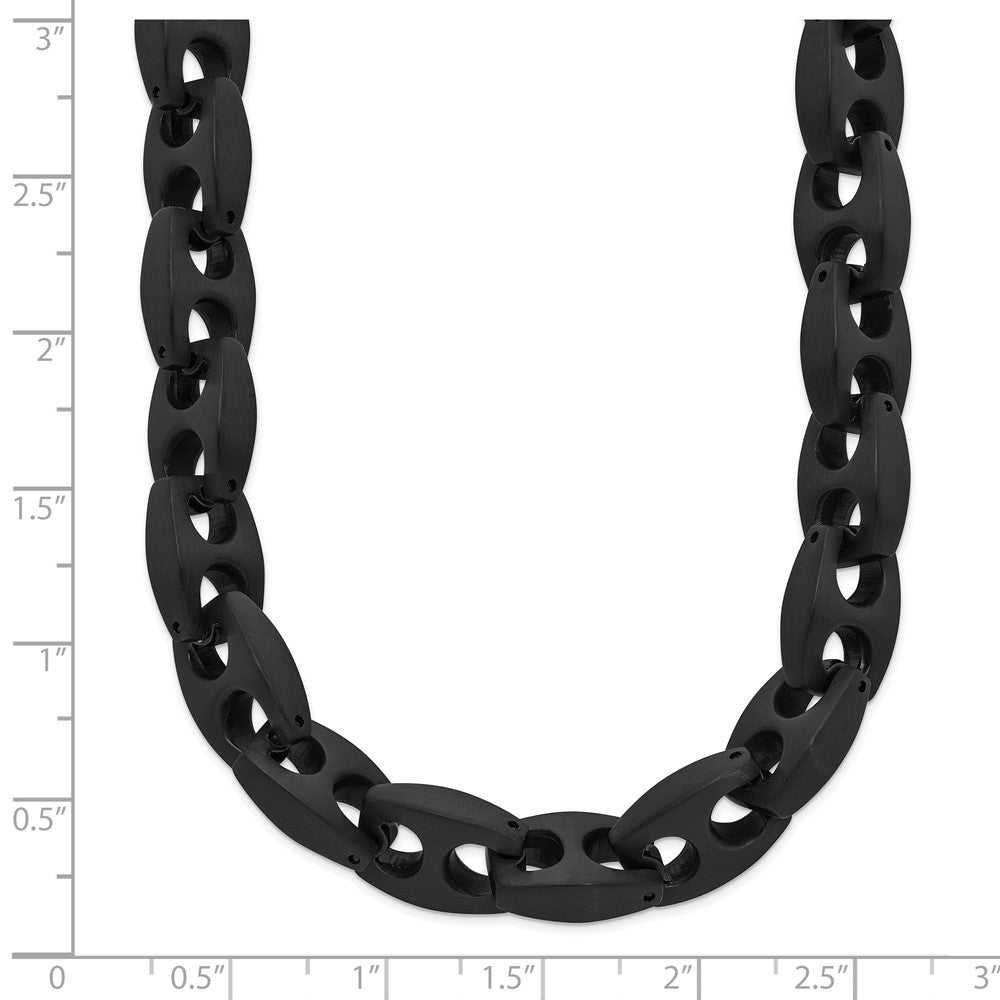 Chisel Stainless Steel Brushed Black IP-plated Link Necklace