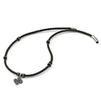 Chisel Stainless Steel Polished Black IP-plated with CZ Black Leather 21 inch Necklace