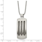 Chisel Stainless Steel Brushed and Polished with Cable Curved Dog Tag on a 22 inch Ball Chain Necklace