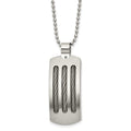Chisel Stainless Steel Brushed and Polished with Cable Curved Dog Tag on a 22 inch Ball Chain Necklace