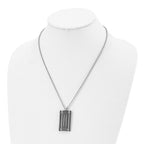 Stainless Steel Brushed & Polished Black IP w/Cable Rectangle Necklace