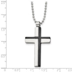 Chisel Stainless Steel Polished Black IP-plated Laser Cut Cross Pendant on a 20 inch Ball Chain Necklace
