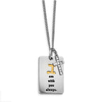Stainless Steel Polished Yellow IP w/ CZ I AM WITH YOU Cross Necklace
