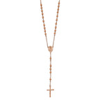 Chisel Stainless Steel Polished Rose IP-plated 30 inch Rosary Necklace