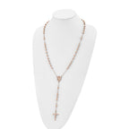 Chisel Stainless Steel Polished Rose IP-plated 30 inch Rosary Necklace