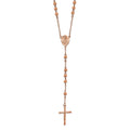 Chisel Stainless Steel Polished Rose IP-plated 30 inch Rosary Necklace