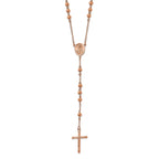 Chisel Stainless Steel Polished Rose IP-plated 30 inch Rosary Necklace