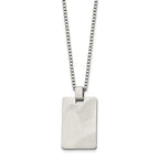 Stainless Steel Brushed Rectangle Dog Tag 22in Necklace