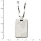Stainless Steel Brushed Rectangle Dog Tag 22in Necklace
