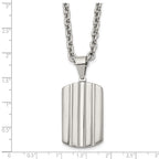 Chisel Stainless Steel Brushed and Polished Grooved Dog Tag on a 24 inch Cable Chain Necklace