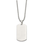 Chisel Stainless Steel Brushed and Polished Rounded Edge 2mm Dog Tag on a 24 inch Ball Chain Necklace