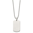 Chisel Stainless Steel Brushed and Polished Rounded Edge 4mm Dog Tag on a 24 inch Ball Chain Necklace