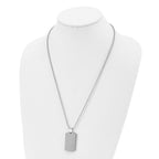Chisel Stainless Steel Brushed and Polished Rounded Edge 4mm Dog Tag on a 24 inch Ball Chain Necklace